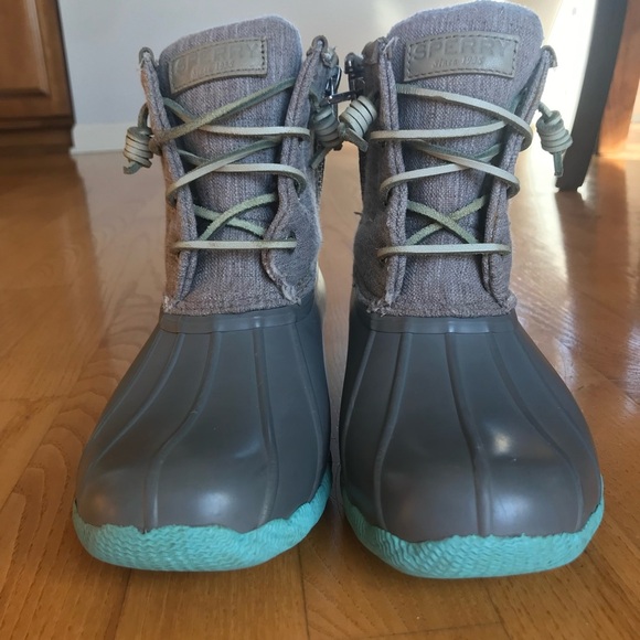 Sperry Top-Sider Boots Gray Waterproof Rubber Saltwater Short Rain womens size 6 - Picture 5 of 12